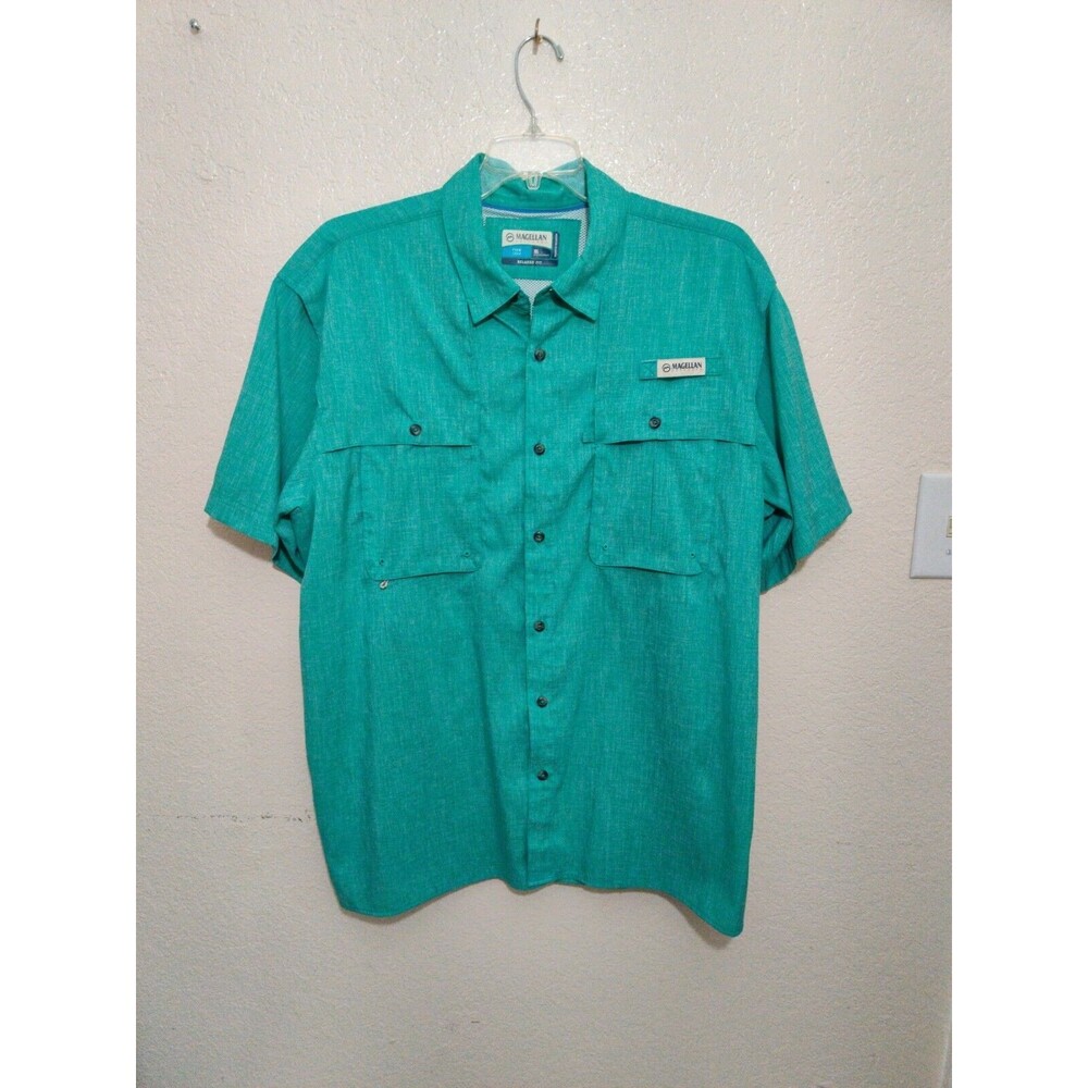 Magellan Fish Gear Shirt Mens XL Relaxed Fit Moisture-Wicking Lite Green